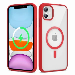 Apple iPhone 11 Kılıf Magsafe Wireless Şarj Özellikli Silikon Zore Ege Kapak - Kırmızı