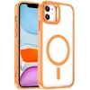 Apple iPhone 11 Kılıf Magsafe Wireless Şarj Özellikli Standlı Magsafe Klon Lensli Kapak - Turuncu