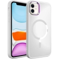 Apple iPhone 11 Kılıf Magsafe Wireless Şarj Özellikli Stil Kapak - Beyaz