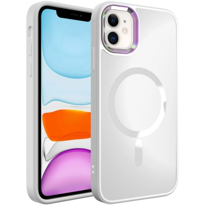 Apple iPhone 11 Kılıf Magsafe Wireless Şarj Özellikli Stil Kapak - Beyaz