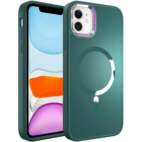 Apple iPhone 11 Kılıf Magsafe Wireless Şarj Özellikli Stil Kapak - Koyu Yeşil