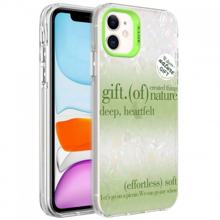 Apple iPhone 11 Kılıf Mermer Desenli Marbello Kapak - Yeşil