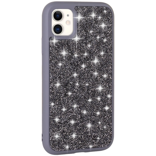 Apple iPhone 11 Kılıf Parlak Taşlı Tasarım Zore Pırlanta Kapak - Gri