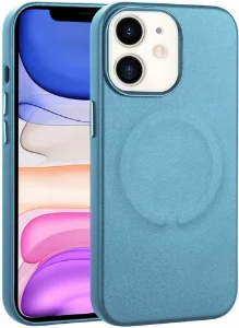 Apple iPhone 11 Kılıf PU Deri Magsafe Wireless Şarj Özellikli Derix Kapak - Mavi