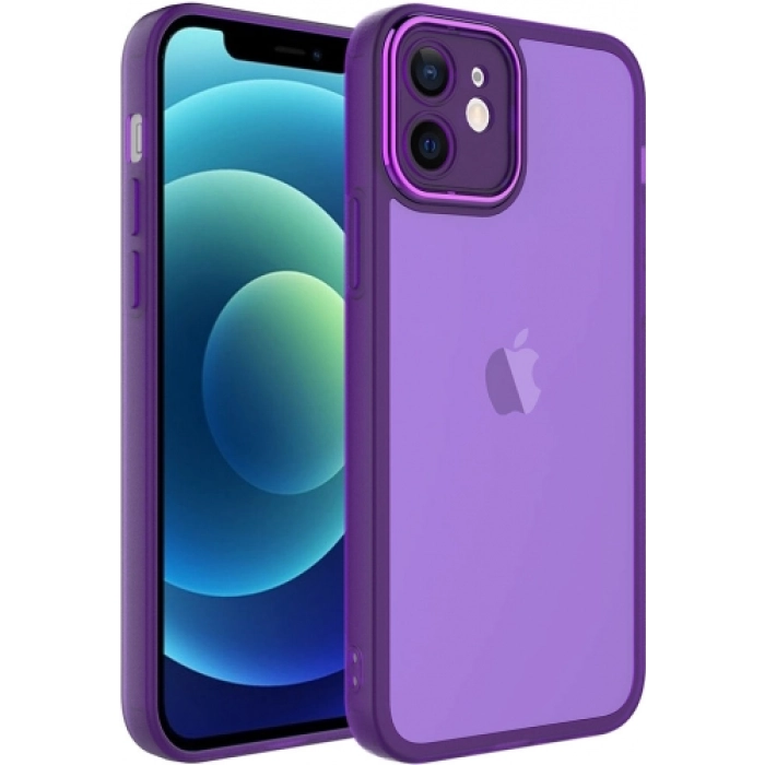 Apple iPhone 11 Kılıf Şeffaf Esnek Silikon Kenarları Buzlu Kamera Korumalı Post Kapak - Derin Mor