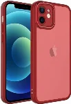 Apple iPhone 11 Kılıf Şeffaf Esnek Silikon Kenarları Buzlu Kamera Korumalı Post Kapak - Kırmızı