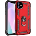 Apple iPhone 11 Kılıf Silikon Zırhlı Standlı Yüzüklü Mıknatıslı Tank Kapak - Kırmızı