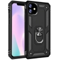 Apple iPhone 11 Kılıf Silikon Zırhlı Standlı Yüzüklü Mıknatıslı Tank Kapak - Siyah