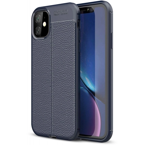 Apple iPhone 11 Kılıf Deri Görünümlü Lüks Parmak İzi Bırakmaz Niss Silikon Kapak - Lacivert