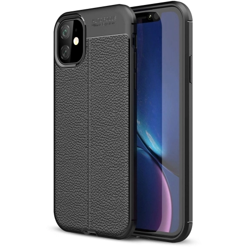 Apple iPhone 11 Kılıf Deri Görünümlü Lüks Parmak İzi Bırakmaz Niss Silikon Kapak - Siyah