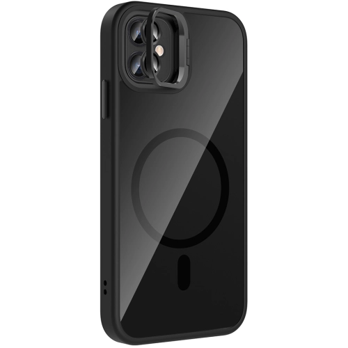 Apple iPhone 11 Kılıf Standlı ve Kamera Lens Hediyeli M-Safe Şarj Özellikli Etro Kapak - Derin Mor