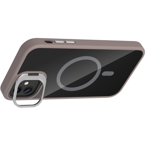 Apple iPhone 11 Kılıf Standlı ve Kamera Lens Hediyeli M-Safe Şarj Özellikli Etro Kapak - Desert Titanyum