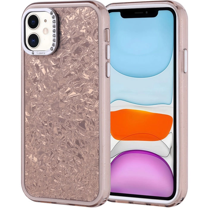 Apple iPhone 11 ile Uyumlu Kılıf Buzlu Parıltılı Lüks Kamera Lens Darbeye Dayanıklı Kapi Kapak - Gold