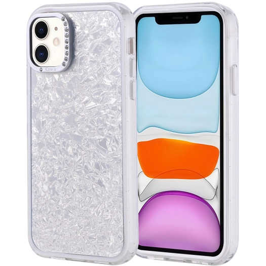 Apple iPhone 11 ile Uyumlu Kılıf Buzlu Parıltılı Lüks Kamera Lens Darbeye Dayanıklı Kapi Kapak - Gümüş