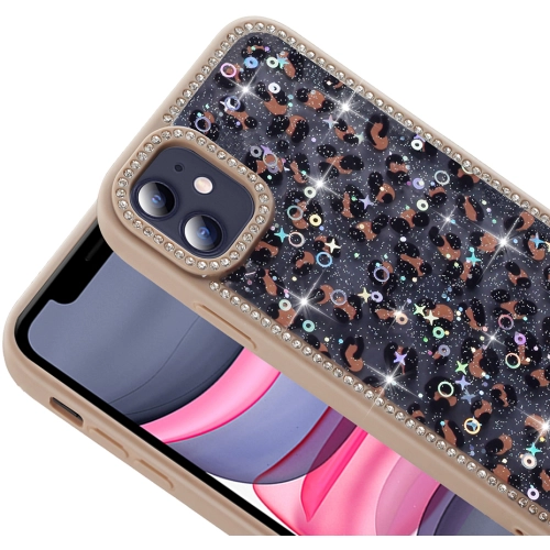 Apple iPhone 11 Kılıf Taşlı ve Simli Tasarım Lux Işıltılı Azra Kapak - Siyah