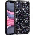 Apple iPhone 11 Kılıf Taşlı ve Simli Tasarım Lux Işıltılı Azra Kapak - Siyah