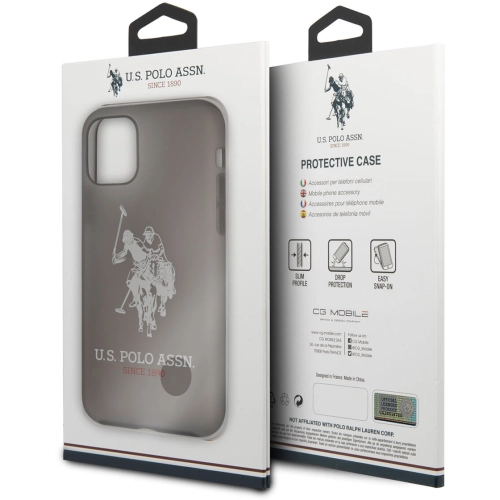Apple iPhone 11 Kılıf U.S. POLO ASSN. Transparan Silikon Büyük Logo Dizayn Kapak - Siyah