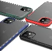 Apple iPhone 11 Kılıf Volks Serisi Kenarları Silikon Arkası Şeffaf Sert Kapak - Kırmızı