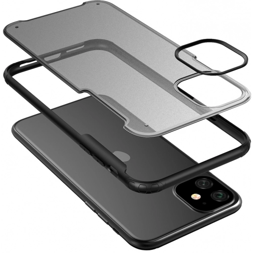 Apple iPhone 11 Kılıf Volks Serisi Kenarları Silikon Arkası Şeffaf Sert Kapak - Kırmızı