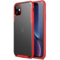 Apple iPhone 11 Kılıf Volks Serisi Kenarları Silikon Arkası Şeffaf Sert Kapak - Kırmızı