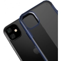 Apple iPhone 11 Kılıf Volks Serisi Kenarları Silikon Arkası Şeffaf Sert Kapak - Lacivert