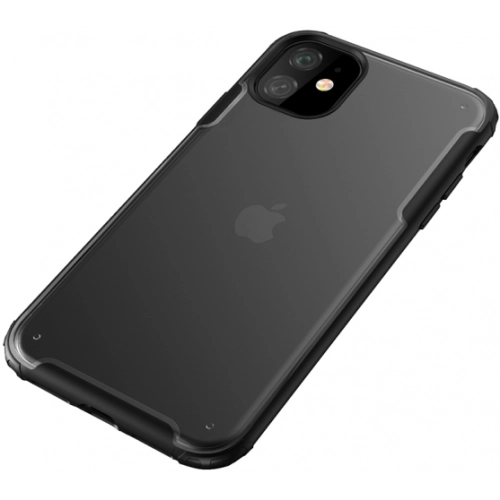 Apple iPhone 11 Kılıf Volks Serisi Kenarları Silikon Arkası Şeffaf Sert Kapak - Siyah