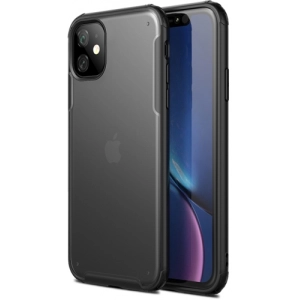 Apple iPhone 11 Kılıf Volks Serisi Kenarları Silikon Arkası Şeffaf Sert Kapak - Siyah