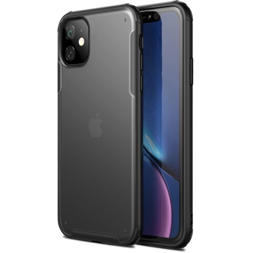 Apple iPhone 11 Kılıf Volks Serisi Kenarları Silikon Arkası Şeffaf Sert Kapak - Siyah