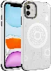 Apple iPhone 11 Kılıf Wireless Şarj Özellikli Desenli Hot Mıknatıslı Magsafe Kapak - Beyaz