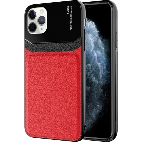 Apple iPhone 11 Pro Kılıf Deri Görünümlü Emiks Kapak - Kırmızı