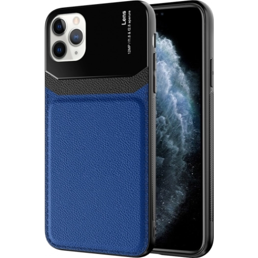 Apple iPhone 11 Pro Kılıf Deri Görünümlü Emiks Kapak - Mavi