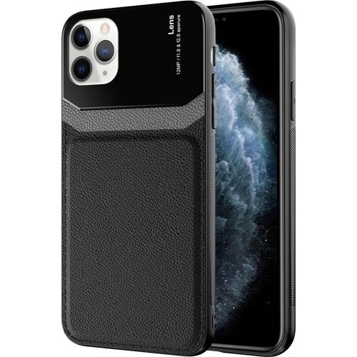 Apple iPhone 11 Pro Kılıf Deri Görünümlü Emiks Kapak - Siyah