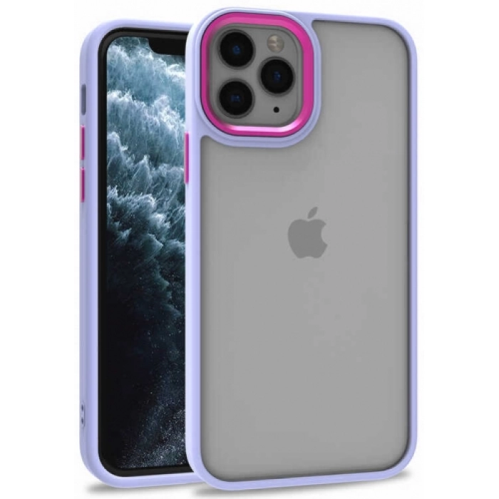 Apple iPhone 11 Pro Kılıf Electro Silikon Renkli Flora Kapak - Lila