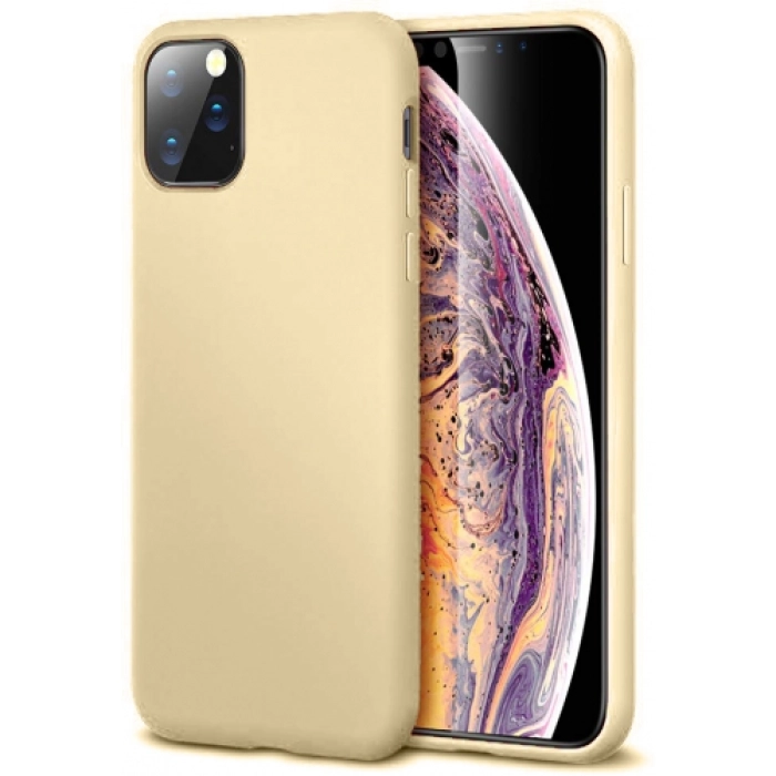 Apple iPhone 11 Pro Kılıf İnce Soft Mat Renkli Esnek Silikon Kapak - Gold