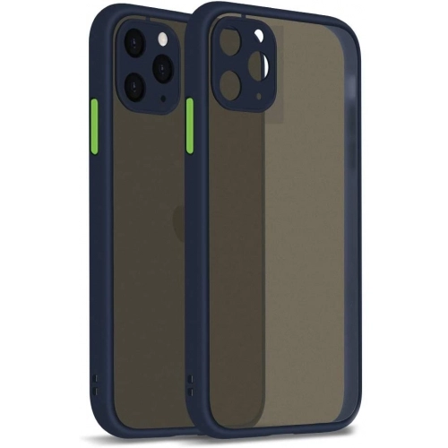 Apple iPhone 11 Pro Kılıf Kamera Korumalı Arkası Şeffaf Mat Silikon Kapak - Lacivert
