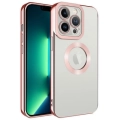 Apple iPhone 11 Pro Kılıf Kamera Lens Korumalı Şeffaf Renkli Logo Gösteren Parlak Kapak - Rose Gold