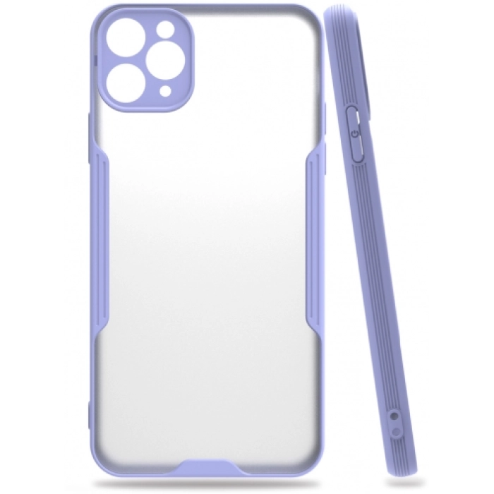 Apple iPhone 11 Pro Kılıf Renkli Silikon Kamera Lens Korumalı Şeffaf Parfe Kapak - Lila