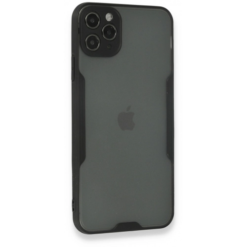 Apple iPhone 11 Pro Kılıf Renkli Silikon Kamera Lens Korumalı Şeffaf Parfe Kapak - Siyah