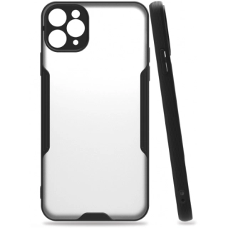 Apple iPhone 11 Pro Kılıf Renkli Silikon Kamera Lens Korumalı Şeffaf Parfe Kapak - Siyah