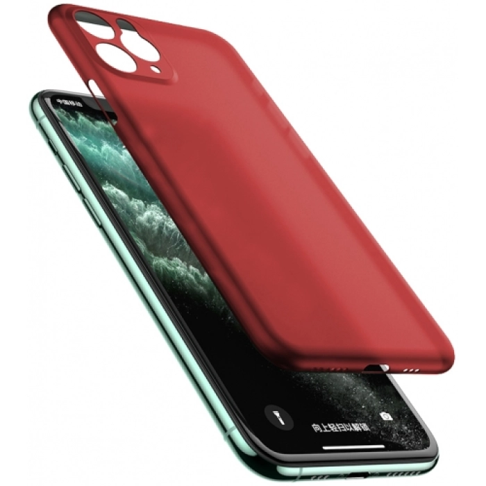 Apple iPhone 11 Pro Kılıf Mat Şeffaf Esnek Kaliteli Ultra İnce PP Silikon  - Kırmızı