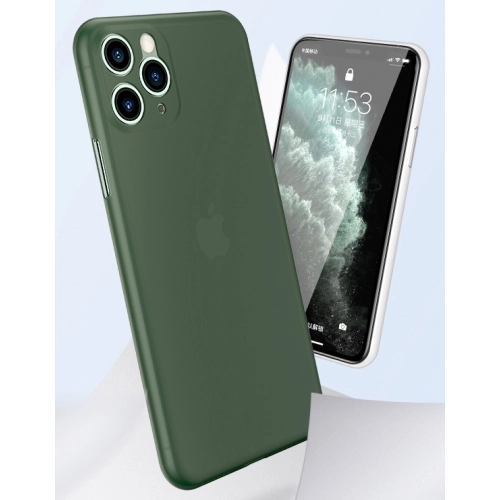 Apple iPhone 11 Pro Kılıf Mat Şeffaf Esnek Kaliteli Ultra İnce PP Silikon - Yeşil