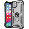 Apple iPhone 11 Pro Kılıf Silikon Zırhlı Standlı Yüzüklü Mıknatıslı Tank Kapak - Gümüş