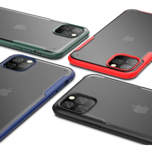 Apple iPhone 11 Pro Kılıf Volks Serisi Kenarları Silikon Arkası Şeffaf Sert Kapak - Lacivert