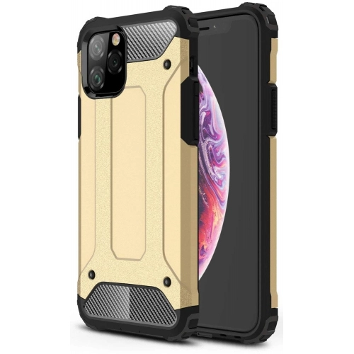 Apple iPhone 11 Pro Max Kılıf Zırhlı Tank Crash Silikon Kapak - Gold
