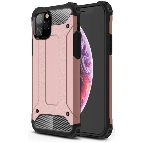 Apple iPhone 11 Pro Max Kılıf Zırhlı Tank Crash Silikon Kapak - Rose Gold