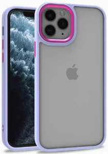 Apple iPhone 11 Pro Max Kılıf Electro Silikon Renkli Flora Kapak - Lila