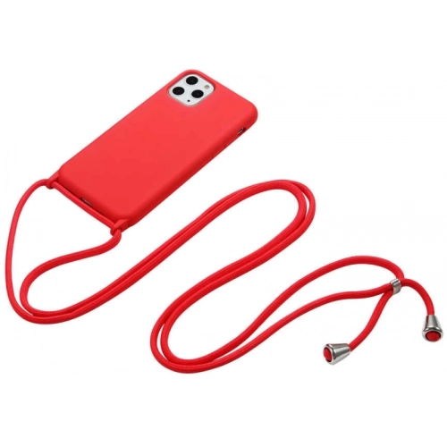 Apple iPhone 11 Pro Max Kılıf Kadife İç Yüzeyli Boyun Askılı Mat Silikon - Lacivert