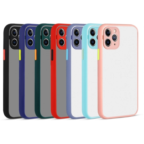 Apple iPhone 11 Pro Max Kılıf Kamera Korumalı Arkası Şeffaf Mat Silikon Kapak - Siyah