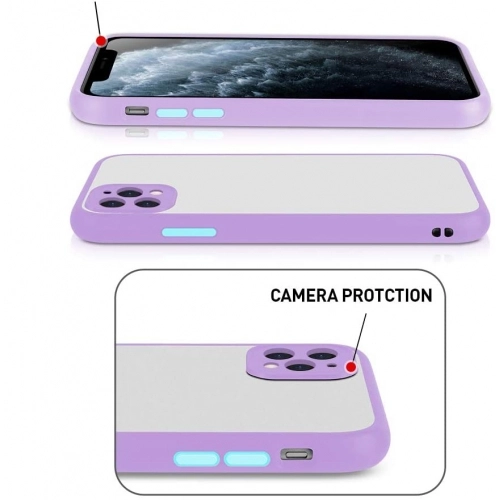 Apple iPhone 11 Pro Max Kılıf Kamera Korumalı Arkası Şeffaf Mat Silikon Kapak - Turkuaz