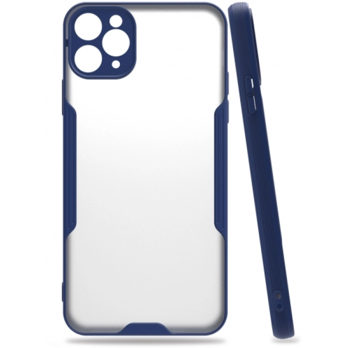 Apple iPhone 11 Pro Max Kılıf Renkli Silikon Kamera Lens Korumalı Şeffaf Parfe Kapak - Lacivert